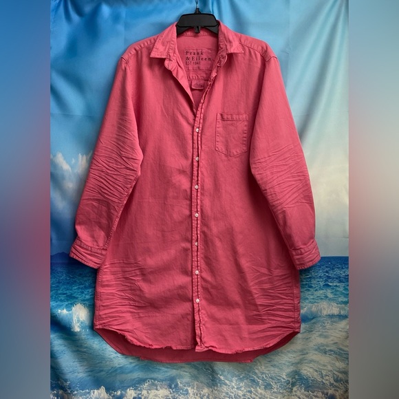Frank & Eileen Famous Denim MARY Classic Shirtdress Size: L Flamingo - Picture 3 of 16